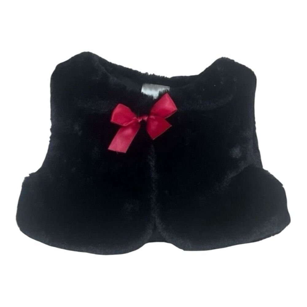 Baby Girls Black Faux Fur Tank Vest Size 18 Months Warm Outerwear Infant Toddler